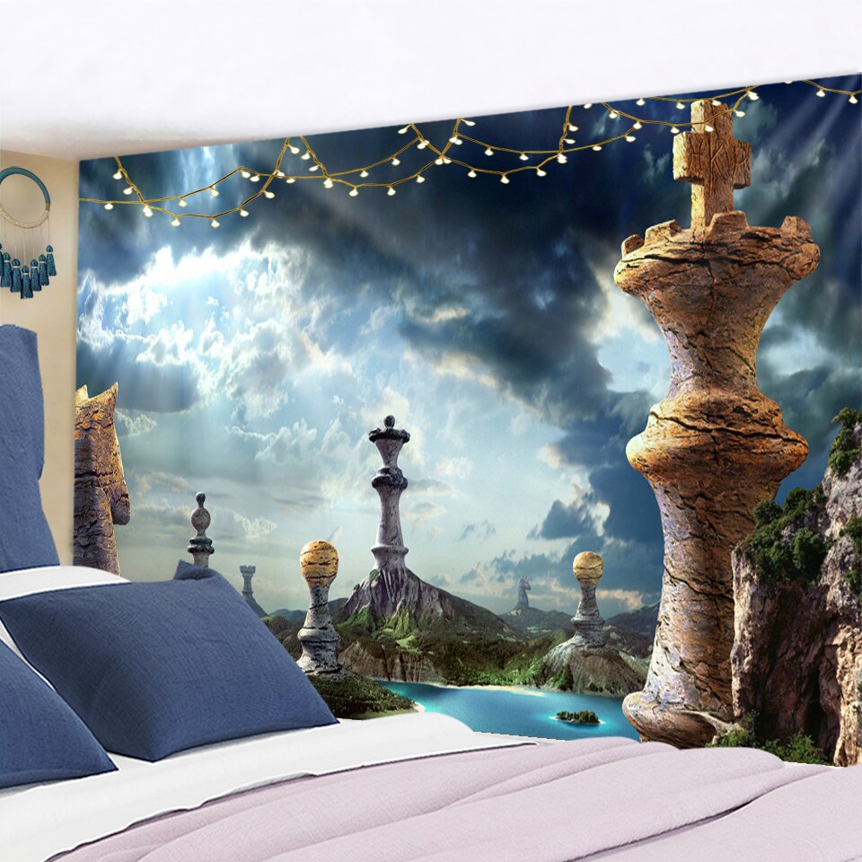 Angel Devil Tapestry Hell Wall Hanging Witchcraft Wall Tapestry Hippie Wall Carpets Dorm Decor Psychedelic Halloween Tapestry - KiwisLove