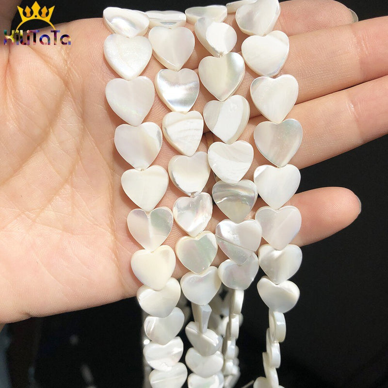 Natural White Shell Pearl Beads Love Heart Shape Loose Beads For Jewelry Making DIY Bracelet Necklace Earrings Accessories 15&#39;&#39;