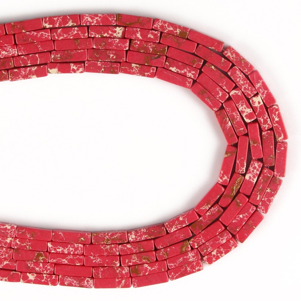 4x13mm Natural Stone Tube Rectangle Sea Sediment Lapis Lazuli Opal Quartz Beads for Jewelry DIY Bracelet Charms Accessories 15&#39;&#39; - KiwisLove