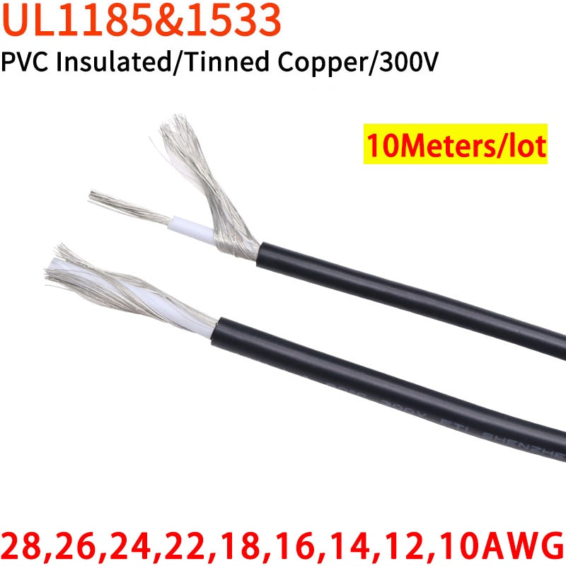 10M UL1185 1533 PVC Shielded Cable 28 26 24 22 20 18 16 14 12 10 AWG Channel Audio Single Core Electronic Copper Shielding Wires - KiwisLove