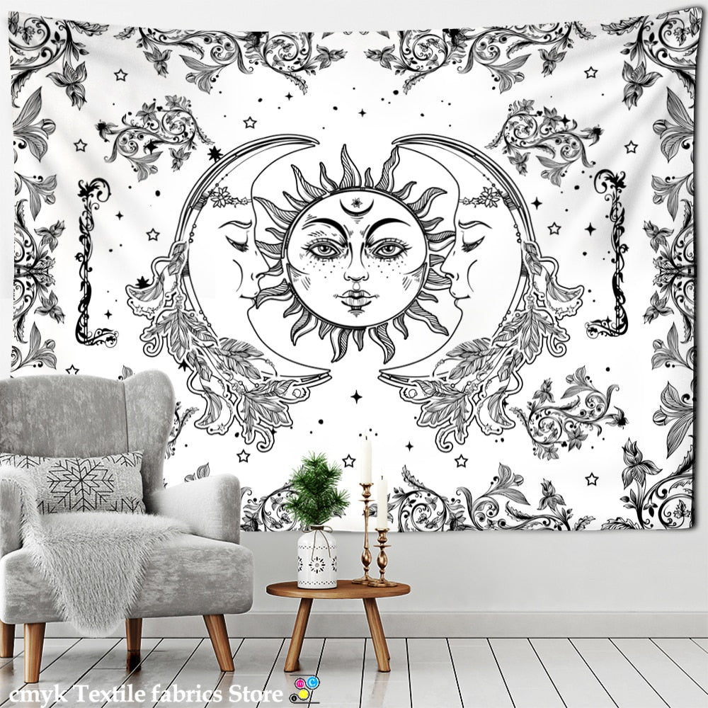 Colorful Sun Moon Tapestry Universe Psychedelic Witchcraft Hippie Tapiz Wall Hanging Room Home Decor - KiwisLove