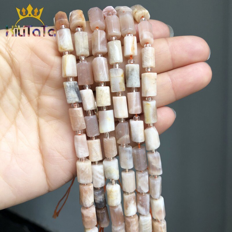 Natural Faceted SunStone Stone Beads Cylinder Shape Gem Spacer Beads For Jewelry Making DIY Charms Bracelet Accessories 7.5&#39;&#39; - KiwisLove
