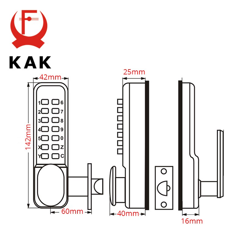 KAK Anti-theft Security Door Lock Mechanical Password Door Lock Safe Home Gate Lock Door Hardware Indoor Outdoor Lock Keyless - KiwisLove