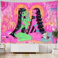 Kawaii Women Wall Hanging Tapestry Anime Cute Girl Illustration Aesthetic Art Tapiz Hippie Room Dorm Decor - KiwisLove