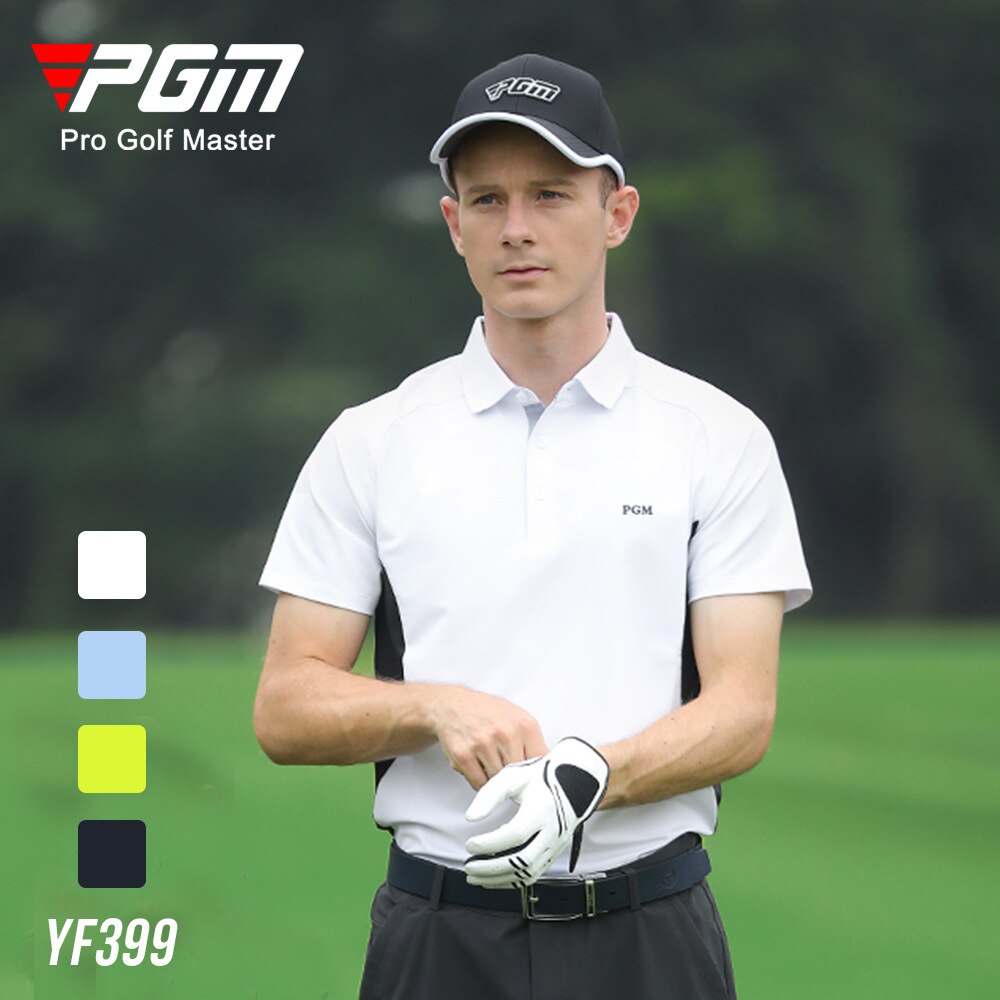 PGM Men&#39;s Golf T-Shirts Summer Quick-Dry Breathable male Striped Print Sports Short Sleeve Shirts YF399 - KiwisLove
