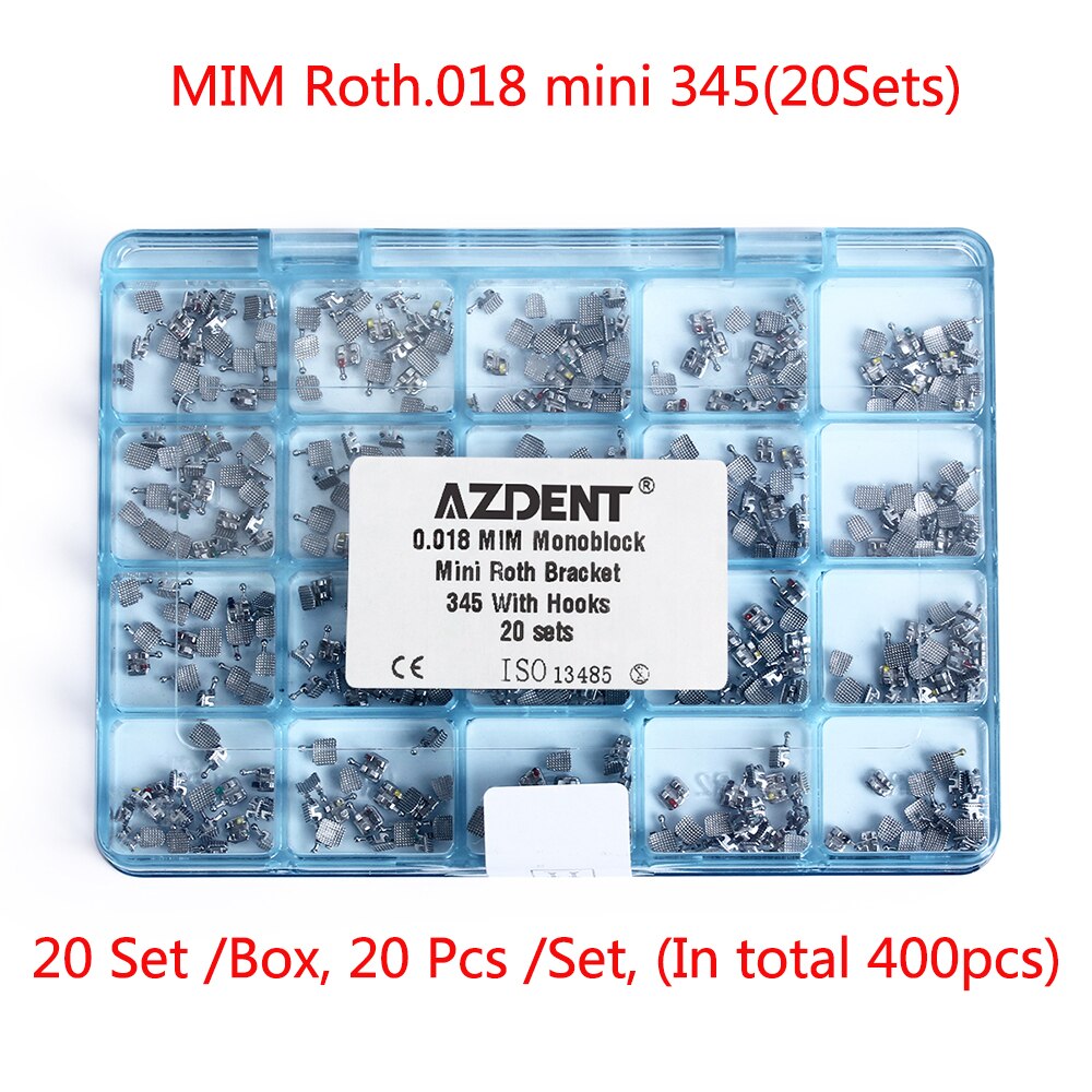 20Sets=400Pcs AZDENT Dental Orthodontic MIM Monoblock Bracket Braces Mini Roth/MBT Whole Casting Process - KiwisLove