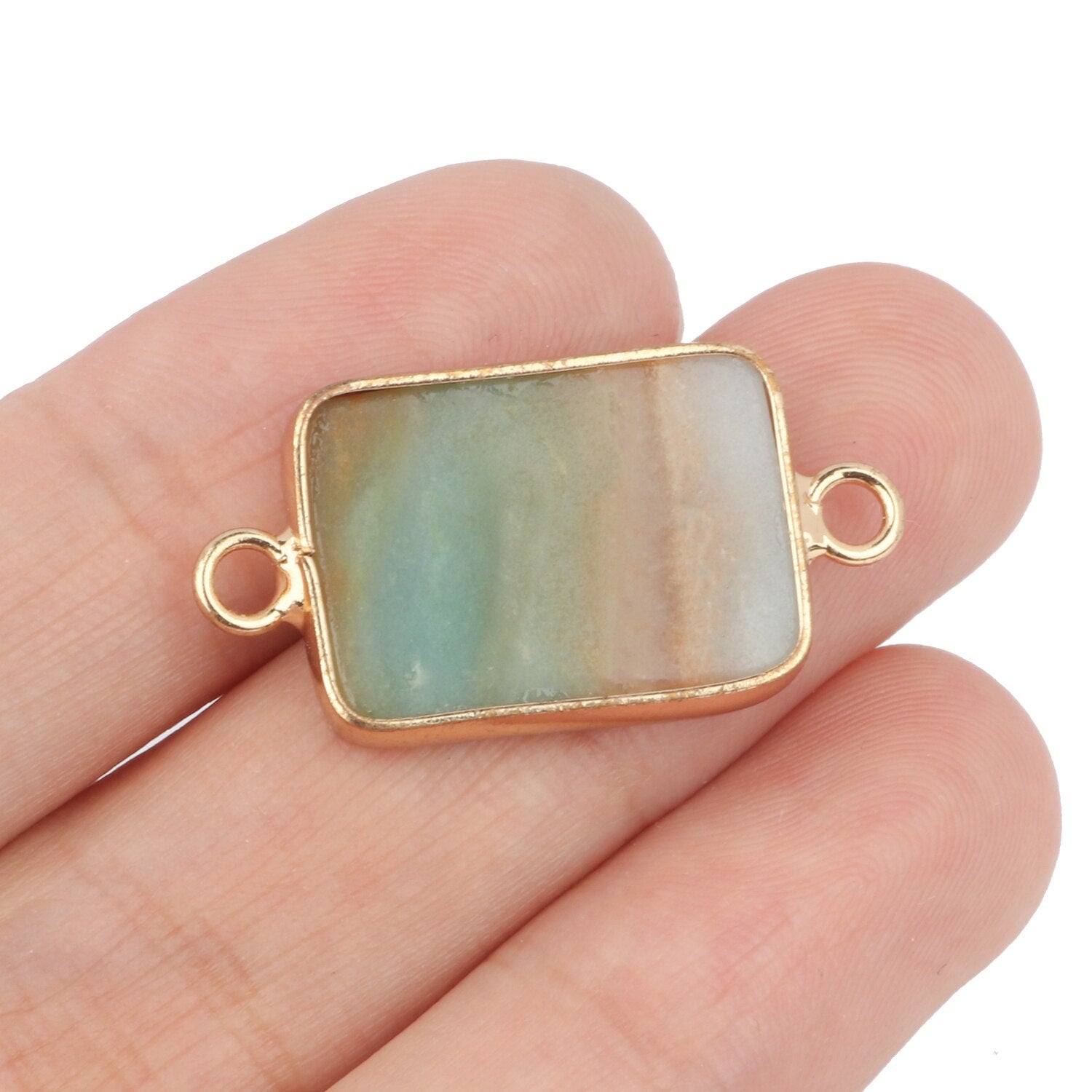 1pc Natural Green Amazonite Pendant Silver Gold Plated Multi Styles Charms Pendants for Necklace Women DIY Jewelry Accessories - KiwisLove