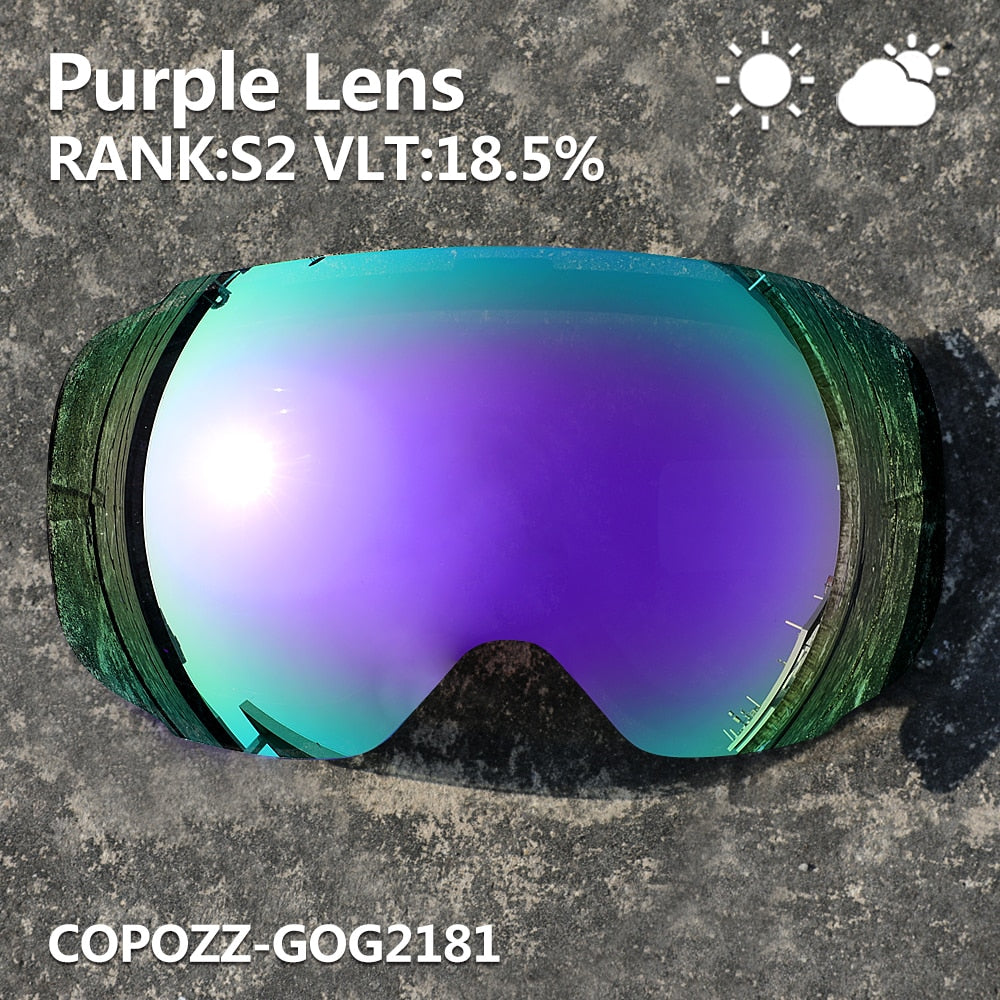 COPOZZ Magnetic Lenses for ski goggles GOG-2181 Lens Anti-fog UV400 Spherical Snow Ski glasses Snowboard goggles(Lens only) - KiwisLove