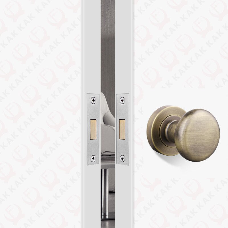 KAK Black Zinc Alloy Hidden Door Lock Invisible Corridor Sliding Door Handle Lock Keyless Mechanical Lock Door Latch Hardware - KiwisLove
