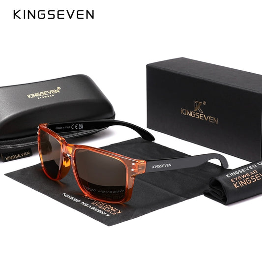 Genuine KINGSEVEN Brand Square Retro TR90 Polarized Sunglasses Women Men Carbon Fiber Pattern Design Outdoor Sports Eyewear - KiwisLove