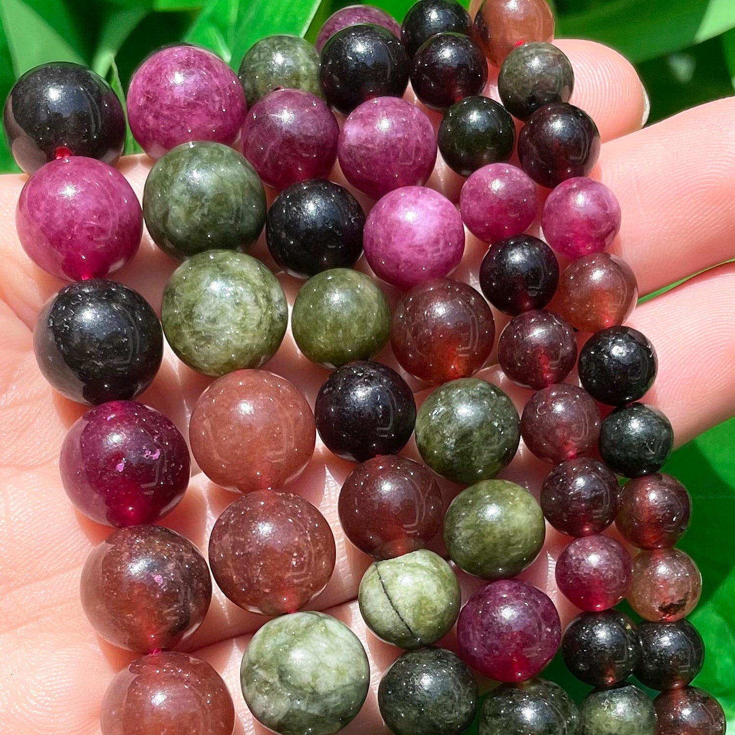 Natural Stone Beads Round Colorful Tourmaline Loose Spacer Beads for Jewelry Making Beadwork DIY Bracelets Accessories 6 8 10mm - KiwisLove