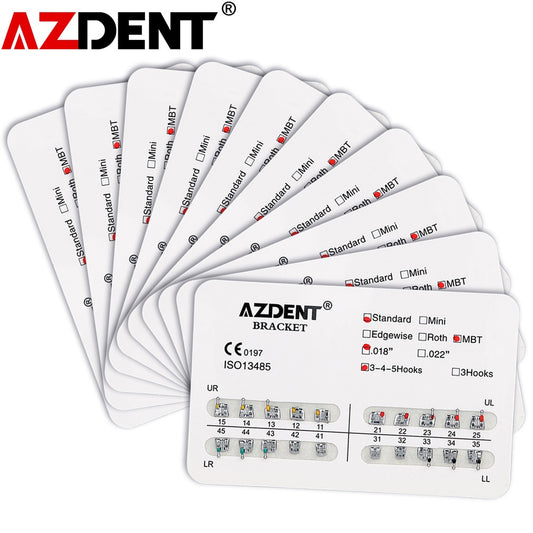 AZDENT 20Packs Dental Orthodontics Metal Brackets Braces Standard Roth/MBT/Edgewise Slot.022/018 Hooks 3/345 20Pcs/Pack - KiwisLove