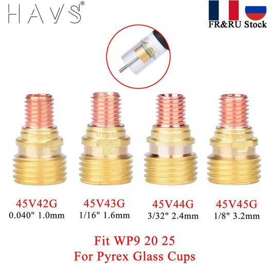 5/10Pcs 1.0/1.6/2.4/3.2mm TIG Gas Lens Collet Body 45V42G 45V43G 45V44G 45V45G For TIG WP9 20 25  High Temperature Glass Cup - KiwisLove