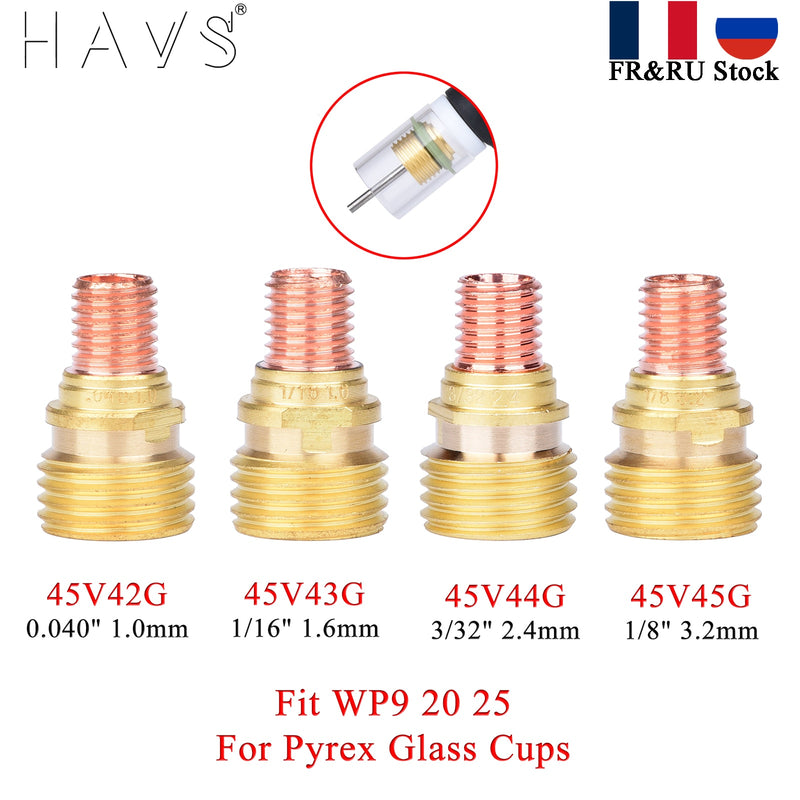 5/10Pcs 1.0/1.6/2.4/3.2mm TIG Gas Lens Collet Body 45V42G 45V43G 45V44G 45V45G For TIG WP9 20 25  High Temperature Glass Cup - KiwisLove