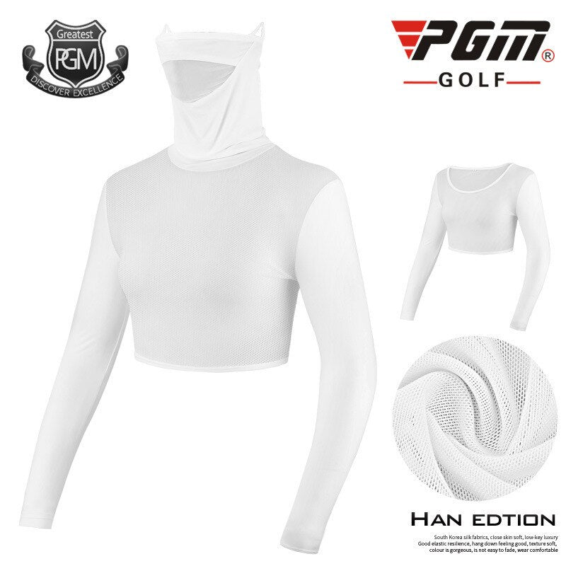PGM Golf Clothing Women Ice Silk Sunscreen Long-Sleeved T-Shirt Women&#39;S Shirt Quick-Drying Slim Cropped Top Anti-Uv Sportswear - KiwisLove
