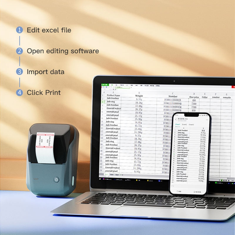 Niimbot B1 Thermal Label Printer Bluetooth Portable Pocket Label Maker Barcode QR Code Self-adhesive Sticker Labeling Machine - KiwisLove