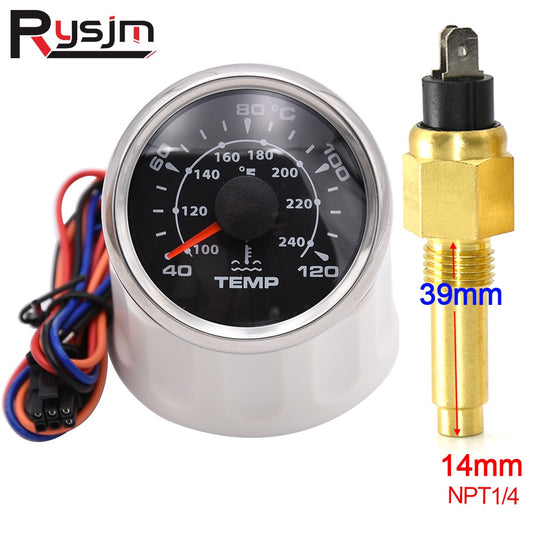 10mm 14mm 17mm 21mm Temperature Sensor + 52mm Water Temperature Gauge Universal for Boat Car Auto Motorcycle Thermometer - KiwisLove