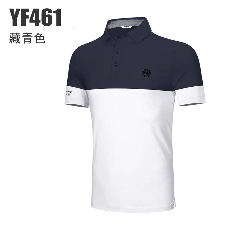 PGM Men Summer Golf T-shirt Short Sleeve Elastic Breathable Quick Dry Fit Polo Shirts Golf Sport Wear Tennis Clothes YF461 - KiwisLove