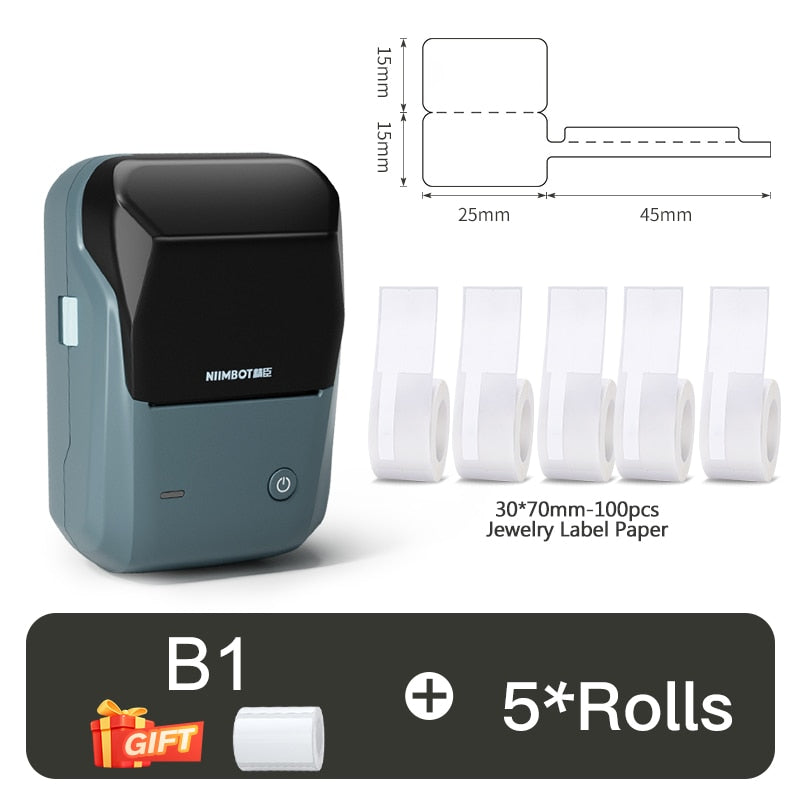 Niimbot B1 Thermal Label Printer Bluetooth Portable Pocket Label Maker Barcode QR Code Self-adhesive Sticker Labeling Machine - KiwisLove