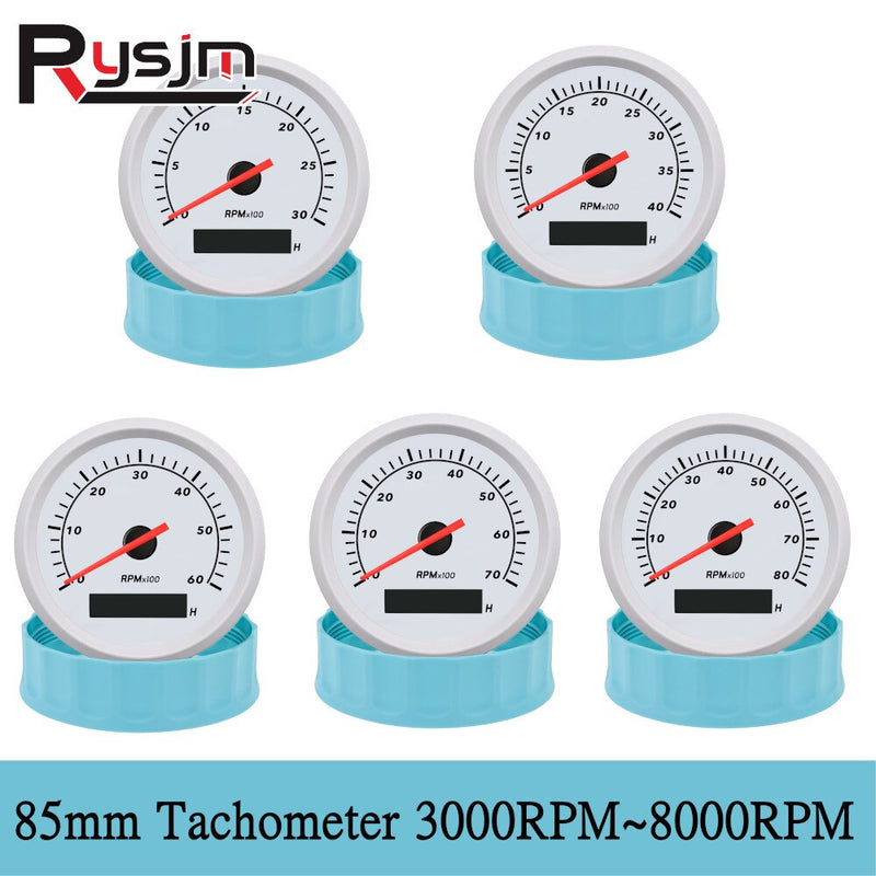 Marine Tachometer Car Truck Boat Tacho Gauge 0-3000 0-4000 0-6000 0-7000 0-8000RPM with LCD Hour meter 85mm gauge 12V 24V - KiwisLove