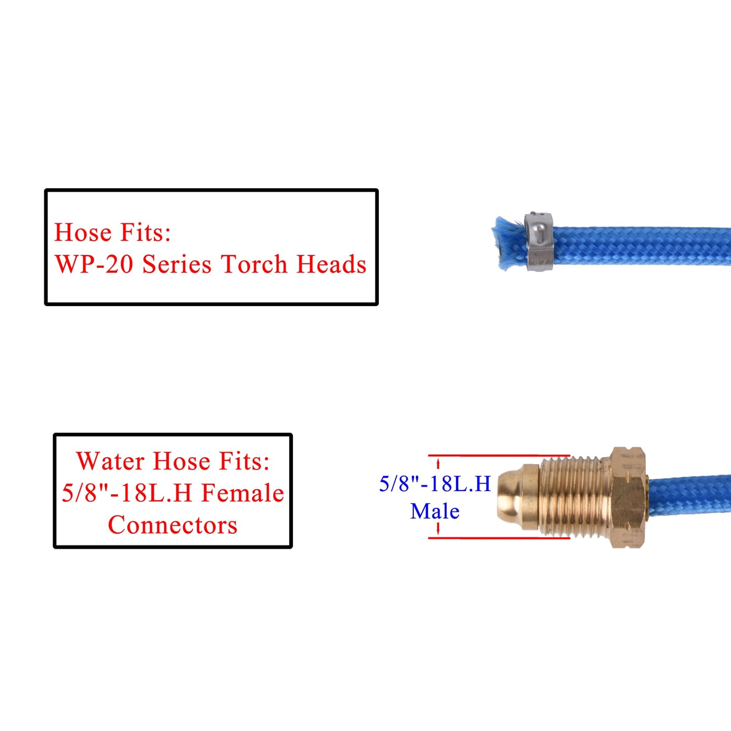 3.8m(12.5ft)/7.6m(25ft) TIG Torch Water-Cooled Hose for WP 20 Series /w L.H Female Connectors - KiwisLove