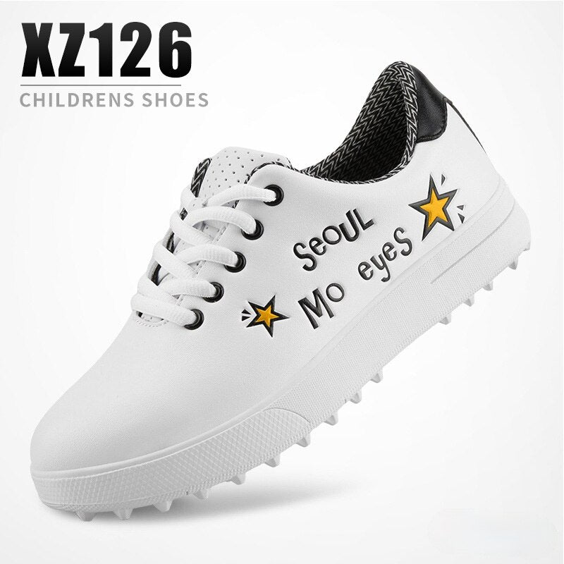 PGM Boys Girls Golf Shoes Waterproof Light Weight Soft and Breathable Universal Outdoor Sports Shoes All-match White Shoes XZ126 - KiwisLove