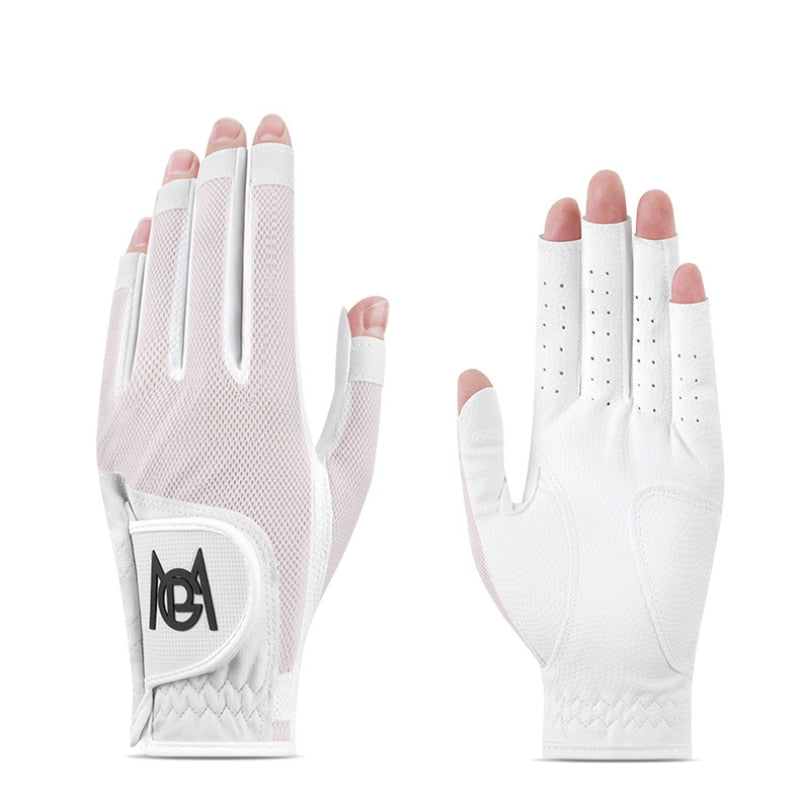 PGM 1 Pair Women&#39;s Fingerless Golf Gloves Palm Anti-Slip Texture PU Mesh Breathable Ladies Golf Glove ST028 - KiwisLove