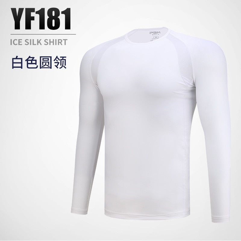 PGM Mens Sun Protection Golf Shirt Underwear Long Sleeve Golf Shirt Cooling Ice Silk T-shirts Anti-UV Soft Golf Apparel For Men - KiwisLove