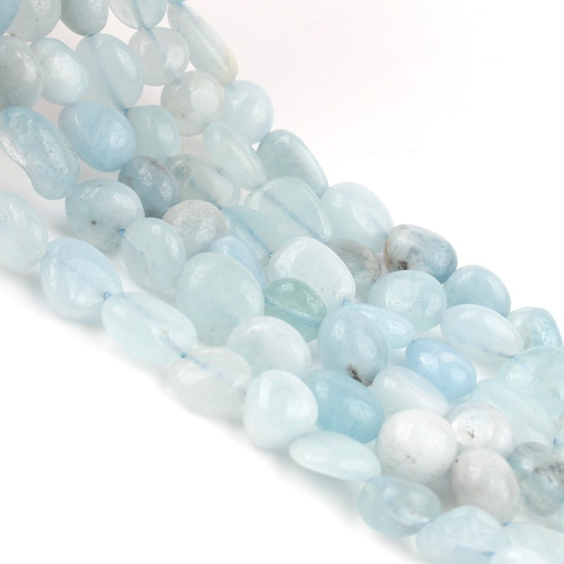 8-10mm Natual Irregular Blue Aquamarines Stone Beads Loose Spacer Beads for Jewelry Making Bracelet Necklace Accessories 15&#39;&#39;