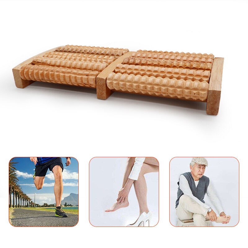 3-6 Row Wooden Foot Roller Wood Care Massage Reflexology Relax Relief Massager Spa Gift Anti Cellulite Detox Patch Foot Massager - KiwisLove
