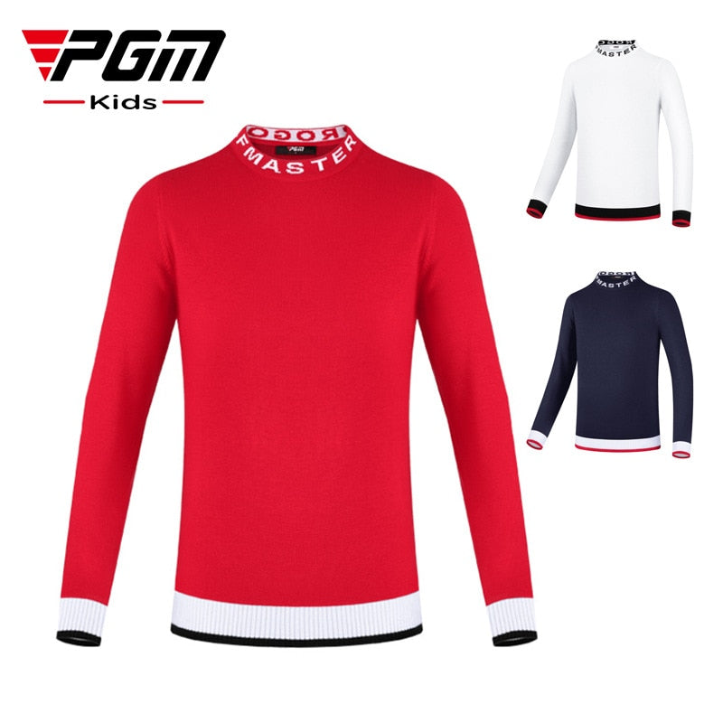 PGM Golf Sweater Children Winter Mercerized Wool Sports Clothing Girls Warm Long-Sleeved T-Shirt Round Neck Thick Autumn Clothes - KiwisLove