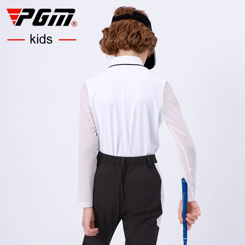 PGM Boys Golf Wear Shirt Children Sun-proof Clothing Long Sleeve Base Undershirt Youth Sports Clothes White Ultralight YF407 - KiwisLove