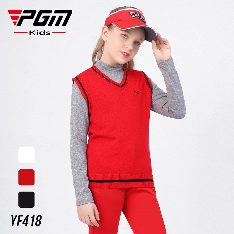 PGM Autumn Winter Golf Children&#39;s Sweater Girls&#39; Vest Comfortable and Warm Mercerized Wool Under Armour Golf Winter Vest YF418