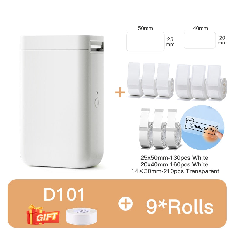 NiiMbot D101 Portable Pocket Label Maker Mini Wireless Inkless Label Printer for Phone Tablet Office Home Organization D11 Plus - KiwisLove