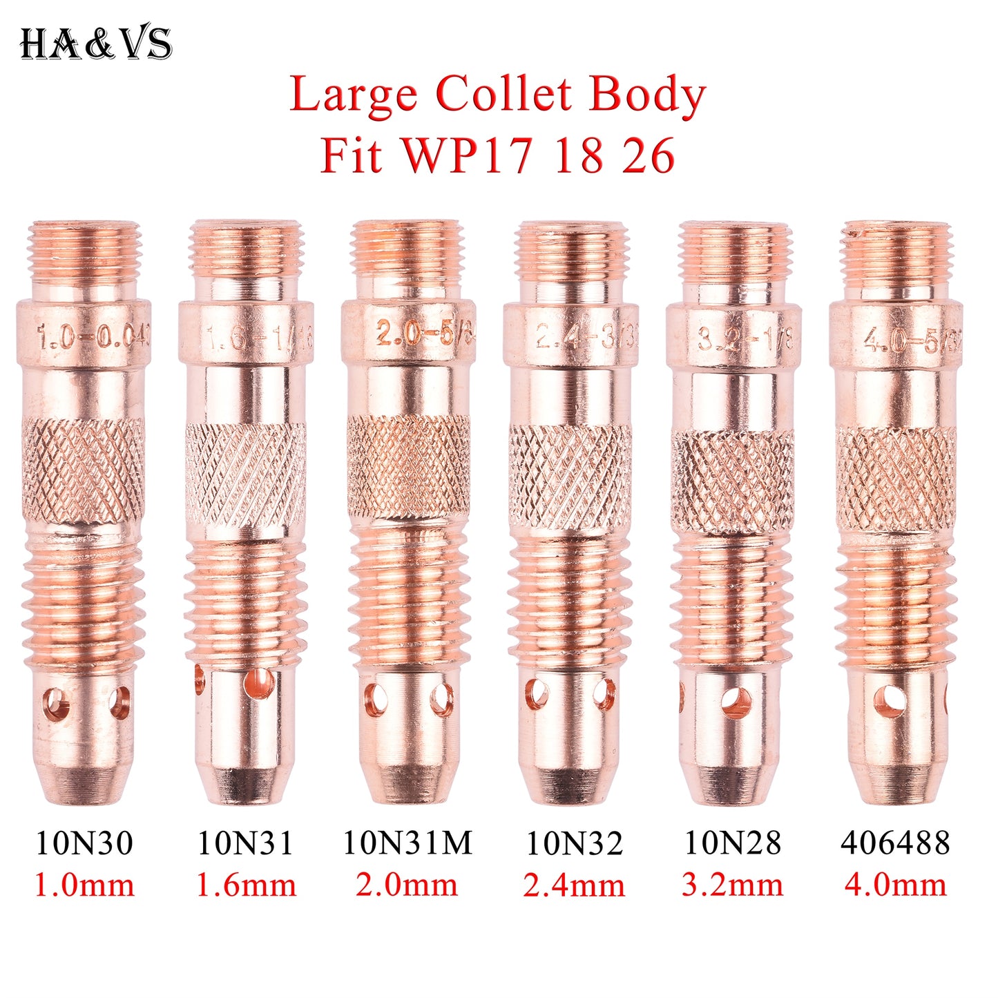 5/10Pcs 1.0/1.6/2.0/2.4/3.2mm TIG Collet Body 10N30 10N31 1031M 10N32 10N28 406488 For TIG WP17/18/26 Welding Torch Accessories - KiwisLove
