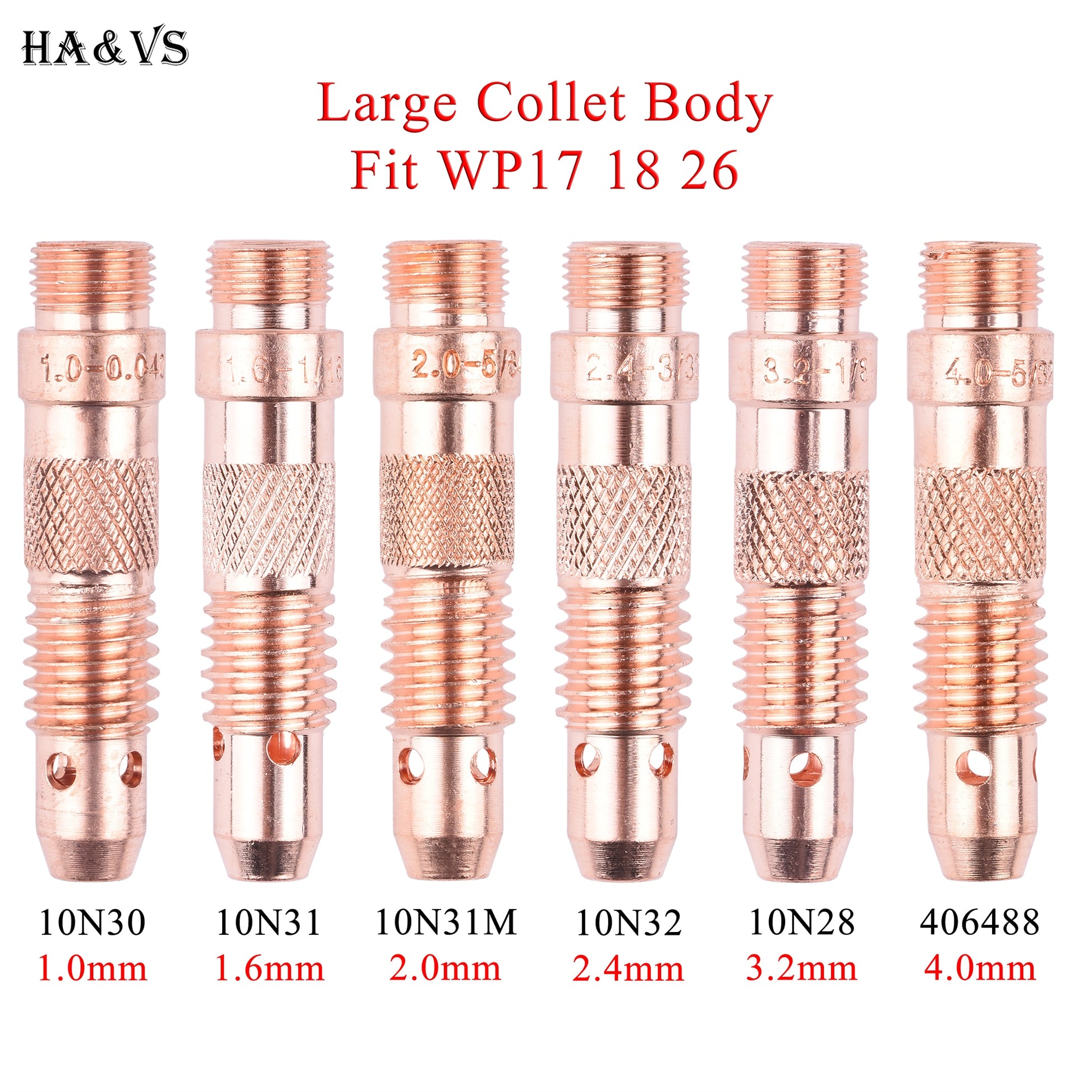 5/10Pcs 1.0/1.6/2.0/2.4/3.2mm TIG Collet Body 10N30 10N31 1031M 10N32 10N28 406488 For TIG WP17/18/26 Welding Torch Accessories - KiwisLove