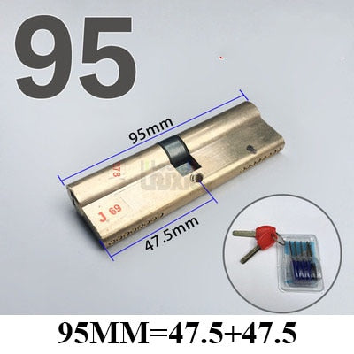 60-110MM Cylinder Hardware Door Skew Lock, AB Cylinder Key, Elongated Core Anti-theft Entry Brass Door Lock, Custom - KiwisLove