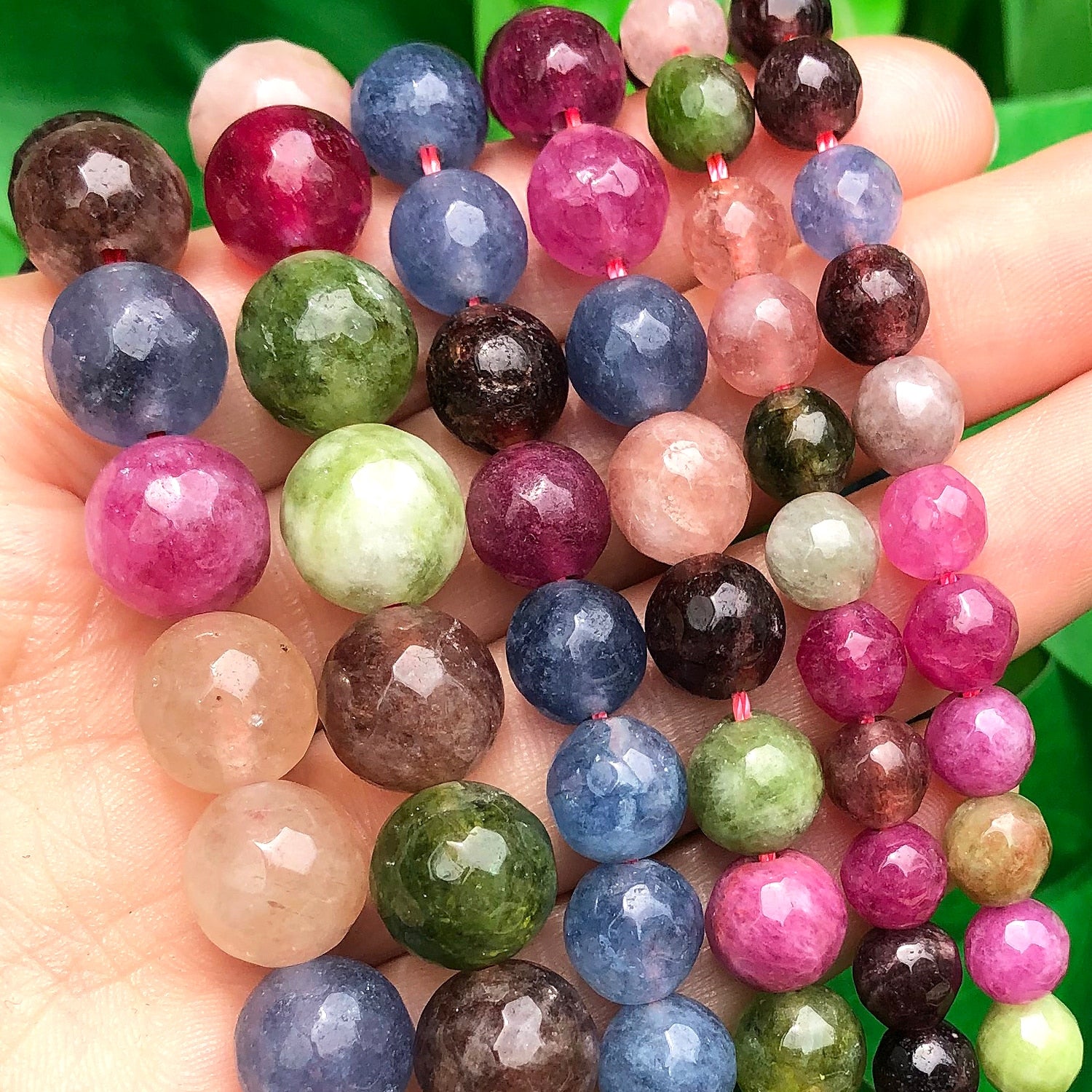 Natural Stone Beads Faceted Colorful Tourmaline Round Loose Spacer Beads Diy Handmade Bracelet for Jewelry Making Accessories - KiwisLove