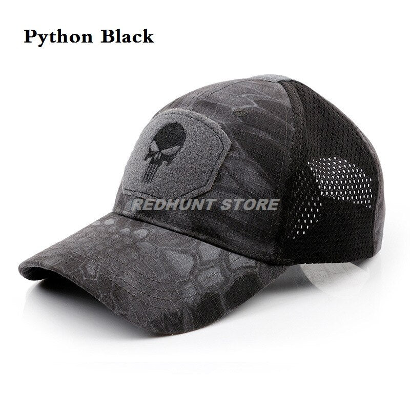 Outdoor Hunting Camouflage Fishing Mesh Skull Baseball Cap Tactical Military Sports Hat for Men Women Camping Hiking Cycling - KiwisLove