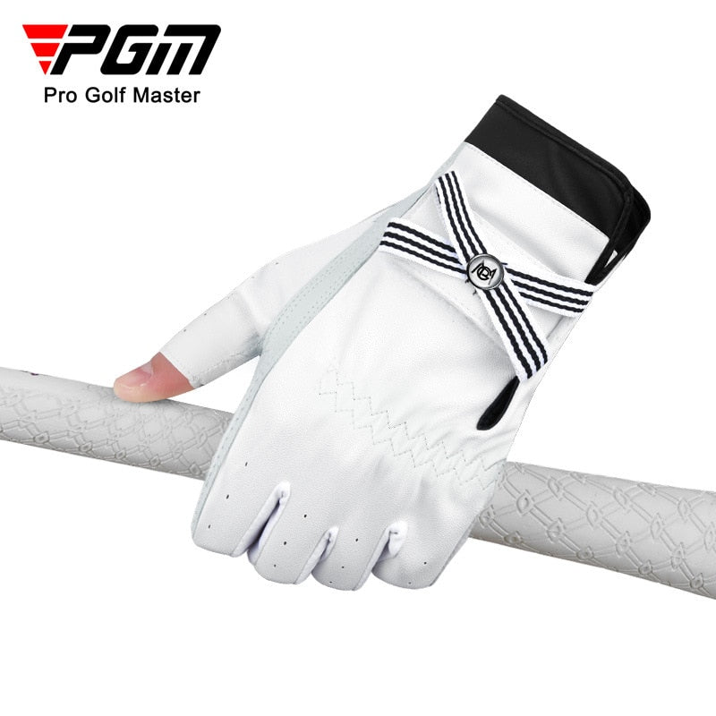 PGM 1 Pair Women Real Leather Golf Gloves with Mark Breathable Sheepskin Fingerless Mitt Right Left Hand Mit ST030 - KiwisLove