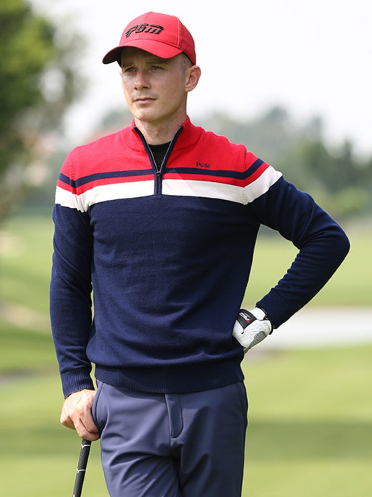 PGM Men Knitted Golf Sweater Long Sleeves Outdoor Leisure Sports Jackets Male Keep Warm Soft Autumn Winter Golf Clothing YF429 - KiwisLove
