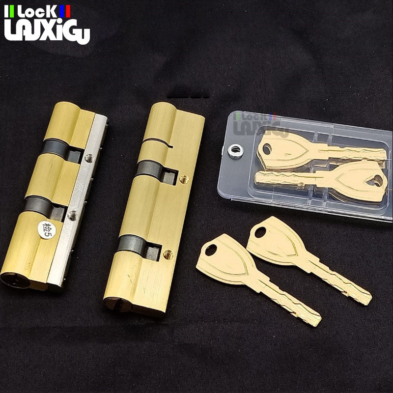 Anti-theft door cylinder lock 110 115 120 125 130 135 140 MM double wheel fork lock cylinder double spring door cylinder - KiwisLove