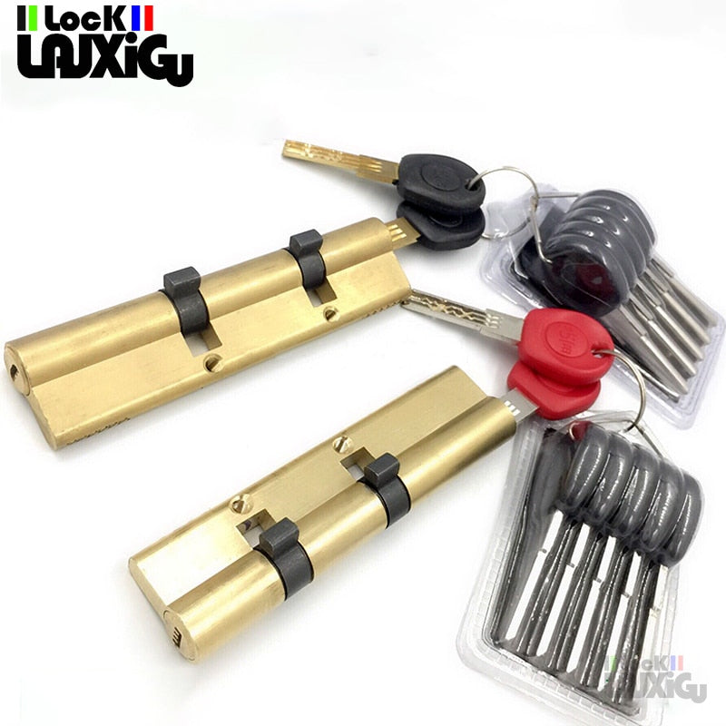 Anti-theft door cylinder lock 105 110 115 120 125 130 135 140MM double wheel fork lock cylinder double spring AB door cylinder - KiwisLove