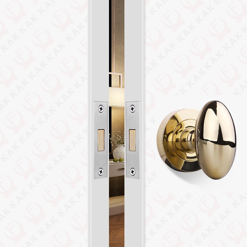 KAK Black Zinc Alloy Hidden Door Lock Invisible Corridor Sliding Door Handle Lock Keyless Mechanical Lock Door Latch Hardware - KiwisLove