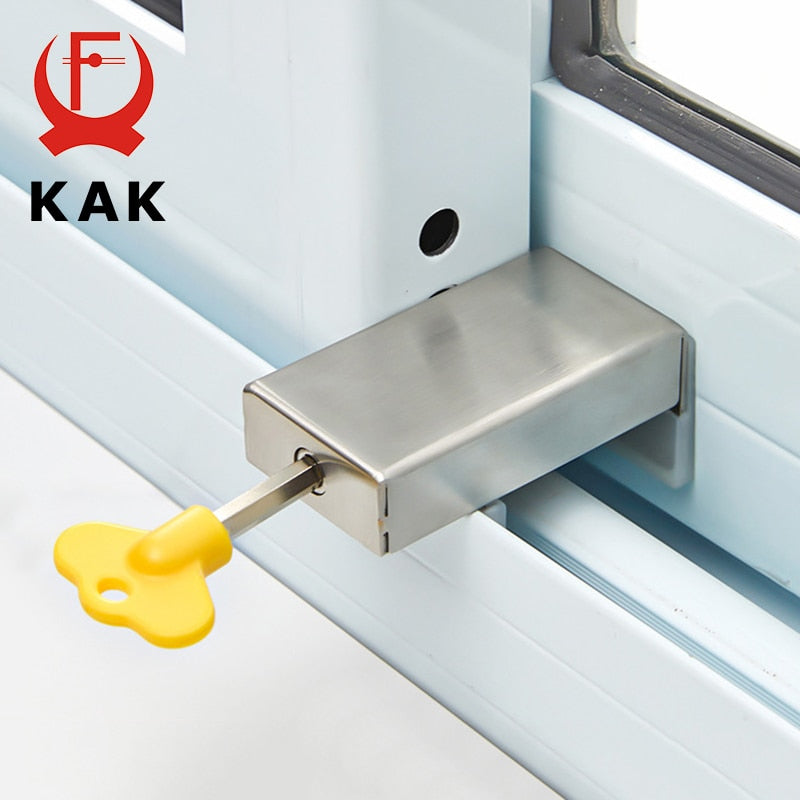KAK Adjustable Window Lock Stopper Safety Locks for Kids and Pets Anti-theft Door Lock Non Punch Sliding Window Lock Hardware - KiwisLove