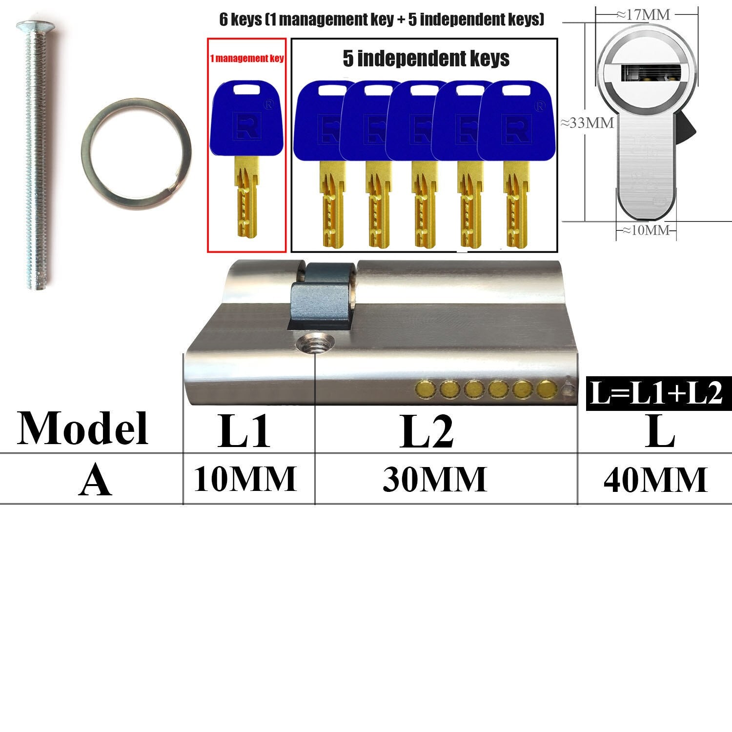Management key and independent key lock core customization one key opens all locks Door lock Cylinder door Door cylinder lock - KiwisLove