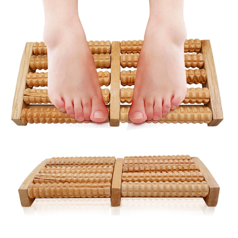3-6 Row Wooden Foot Roller Wood Care Massage Reflexology Relax Relief Massager Spa Gift Anti Cellulite Detox Patch Foot Massager - KiwisLove