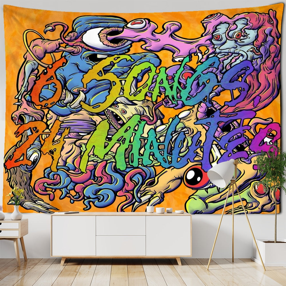 Kawaii Women Wall Hanging Tapestry Anime Cute Girl Illustration Aesthetic Art Tapiz Hippie Room Dorm Decor - KiwisLove