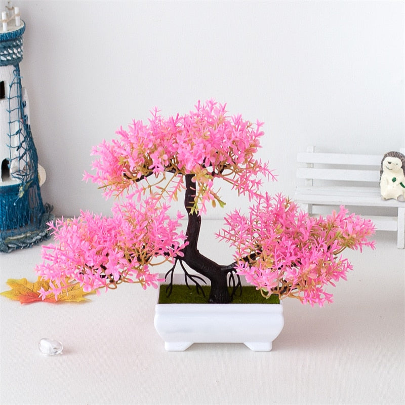 Artificial Plastic Plants Bonsai Small Tree Pot Fake Plant Potted Flower Home Room Table Decoration Garden Arrangement Ornaments - KiwisLove