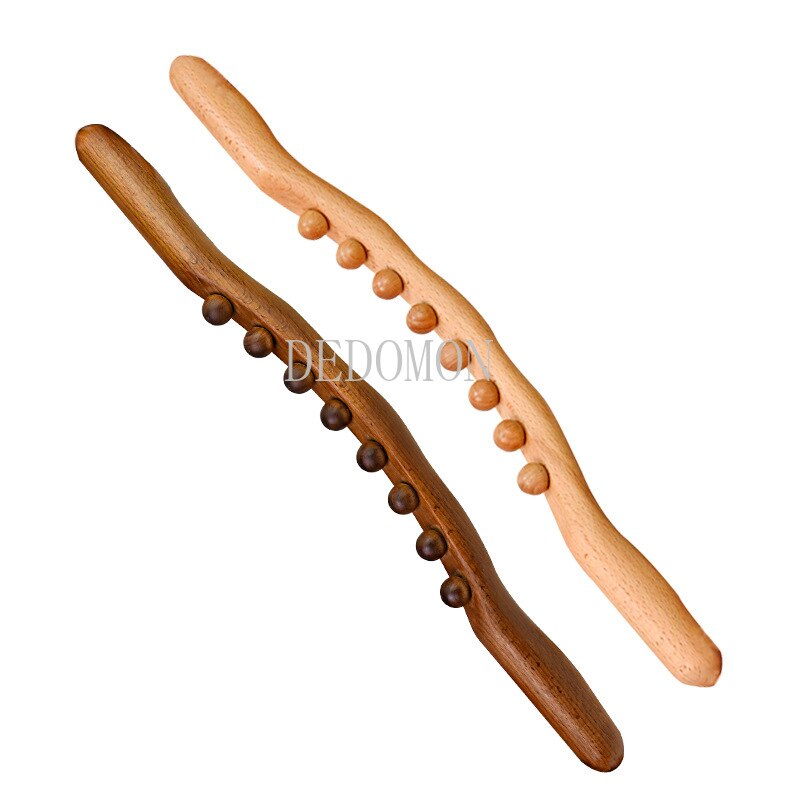 New 8 Beads Gua Sha Massage Stick Carbonized Wood Back Body Meridian Scrapping Therapy Wand Muscle Relaxing Acupuncture Massager - KiwisLove